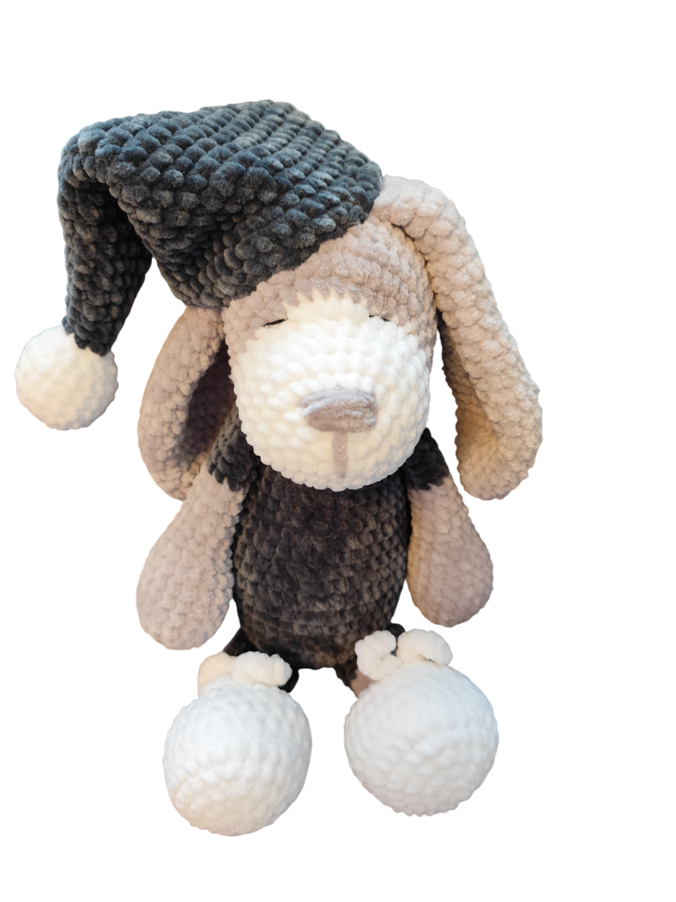 Plüschhund "Schlafender Hund mit Hut"