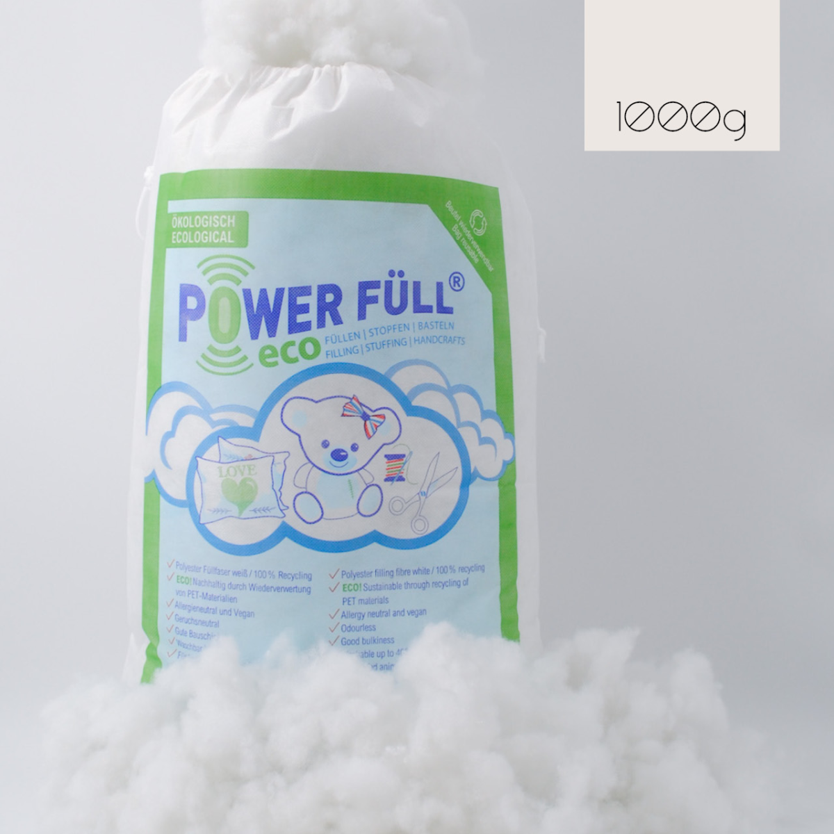 Power Füll® eco Füllwatte | 1 kg | Nachhaltiges Füllmaterial