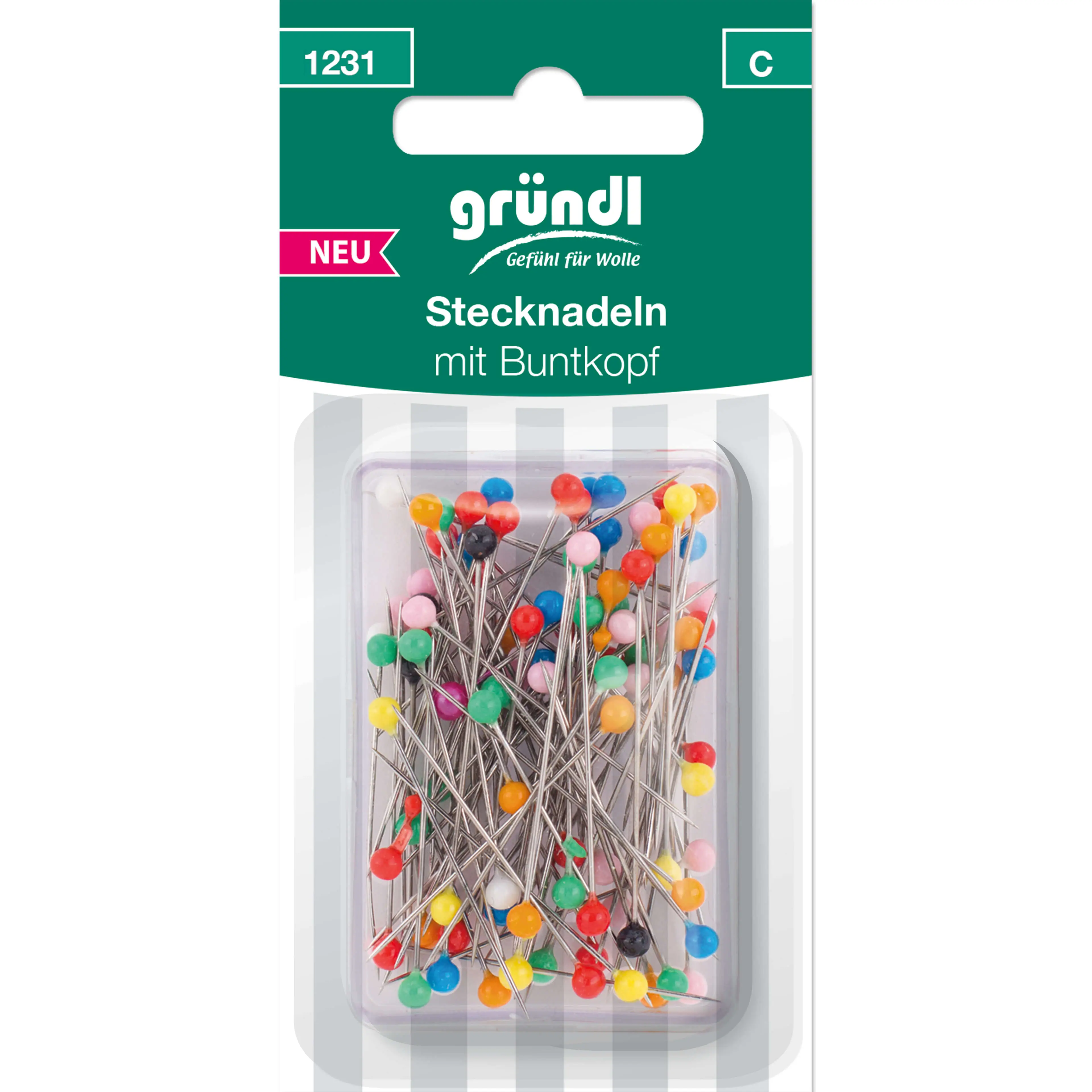 Stecknadeln mit Buntkopf, 100 Nadeln