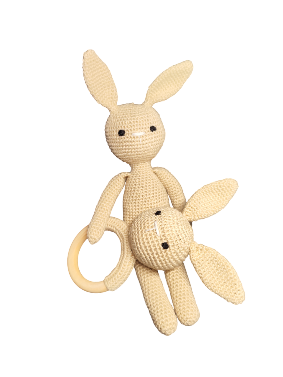 Handgemachtes Baby Geschenkset – gehäkelter Hase & Rassel