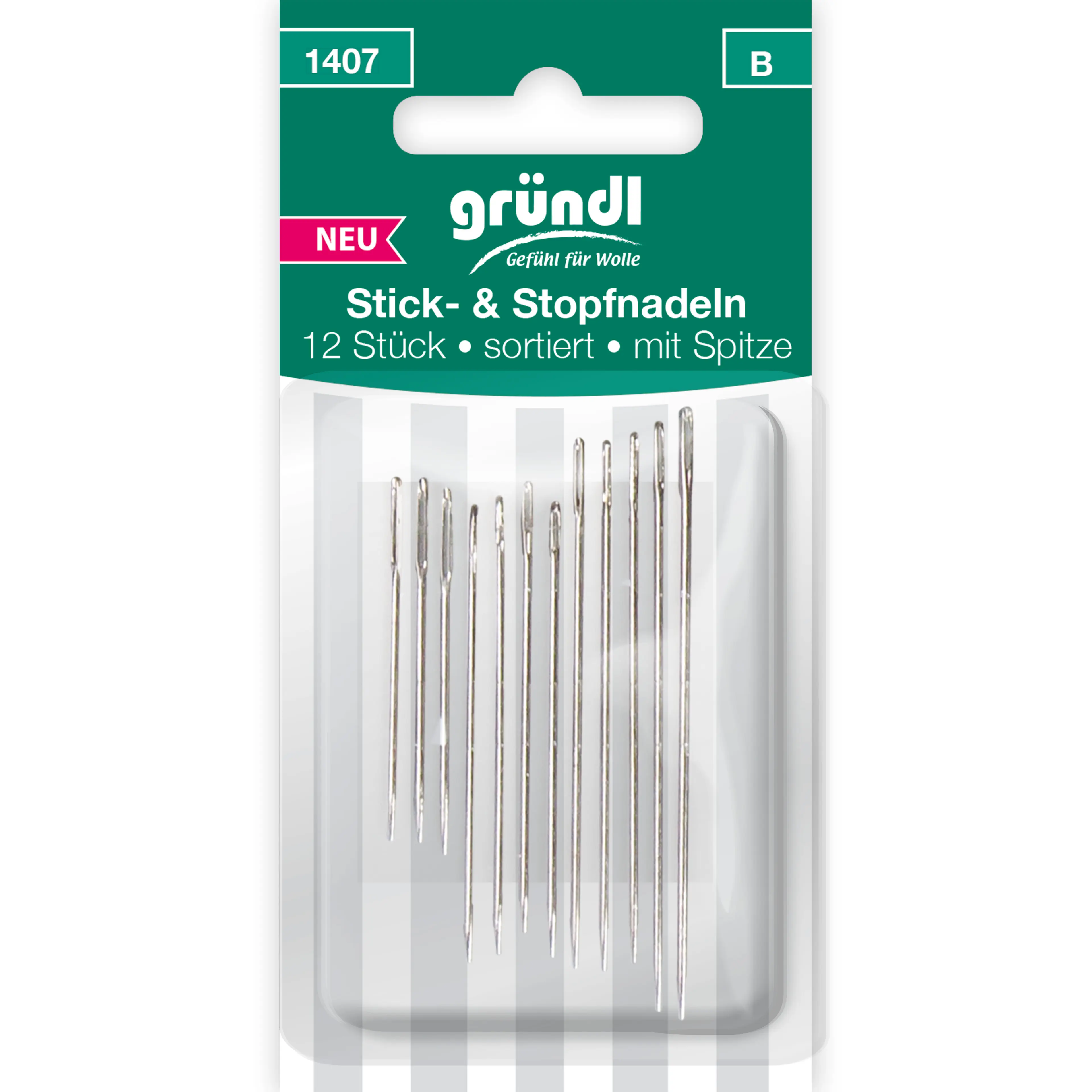 Stick- & Stopfnadeln mit Spitze, 12 Nadeln